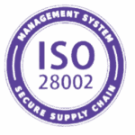 ISO 28002 certification seal for secure supply chain management systems