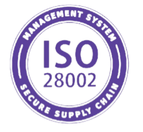 ISO 28002 certification seal for secure supply chain management systems