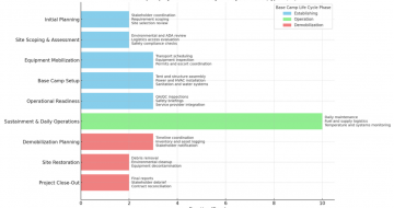 Base Camp Deployment Timeline chart showing phases from Initial Planning to Project Close-Out